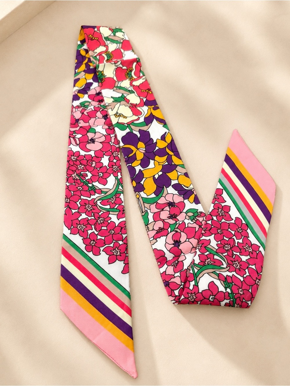 Designer Inspired Tropical Animal Print Twilly Scarf